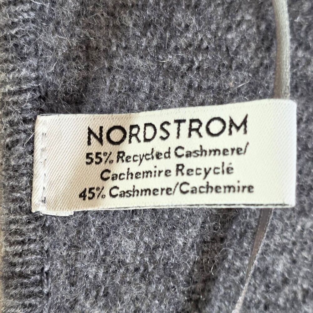 Nordstrom Women Gray Cashmere Poncho Cardigan Open Front Oversized Pockets - Picture 3 of 12
